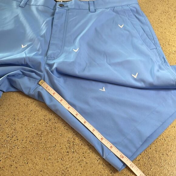 Mens Callaway light blue golf shorts with white embroidered logos throughout - Picture 11 of 11